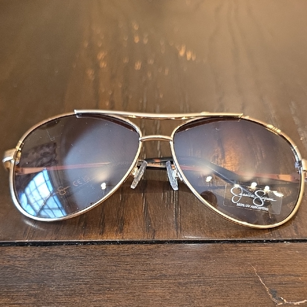 Jessica Simpson Gold Aviator Style Sunglasses